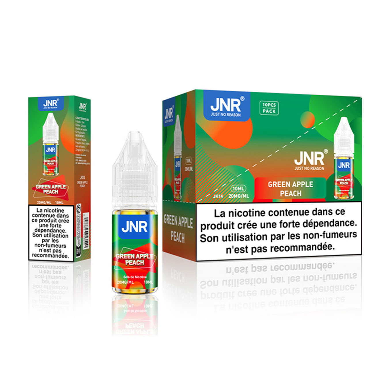 JNR 10 ml - E-Liquide x10 - Green Apple Peach