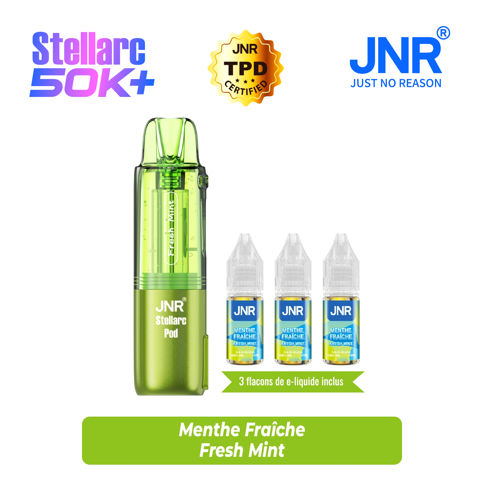 JNR - Pod Stellarc 50K - Cartouche x 5 - Fresh Mint