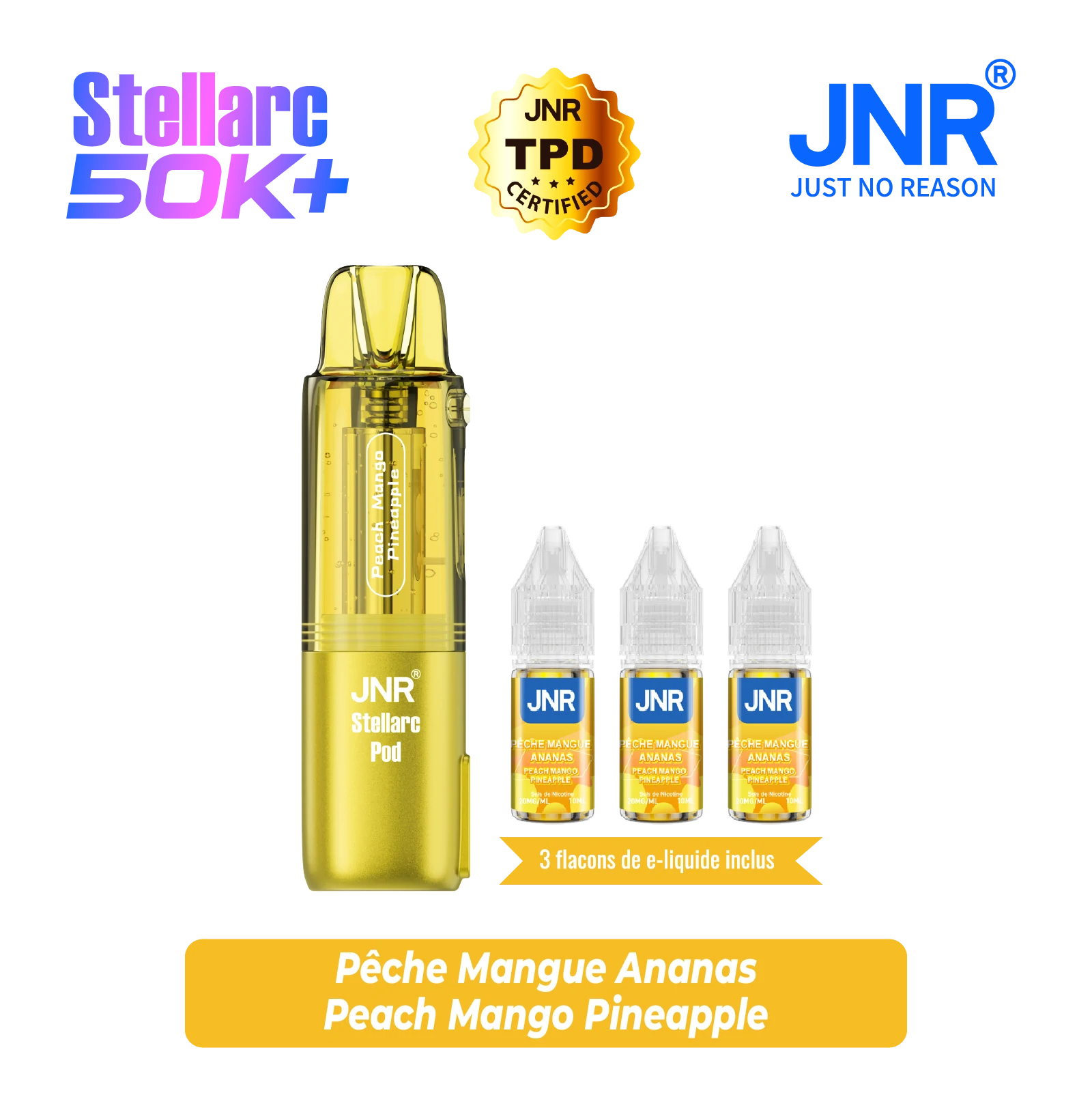 JNR - Pod Stellarc 50K - Cartouche x 5 - Peach Mango Pineapple